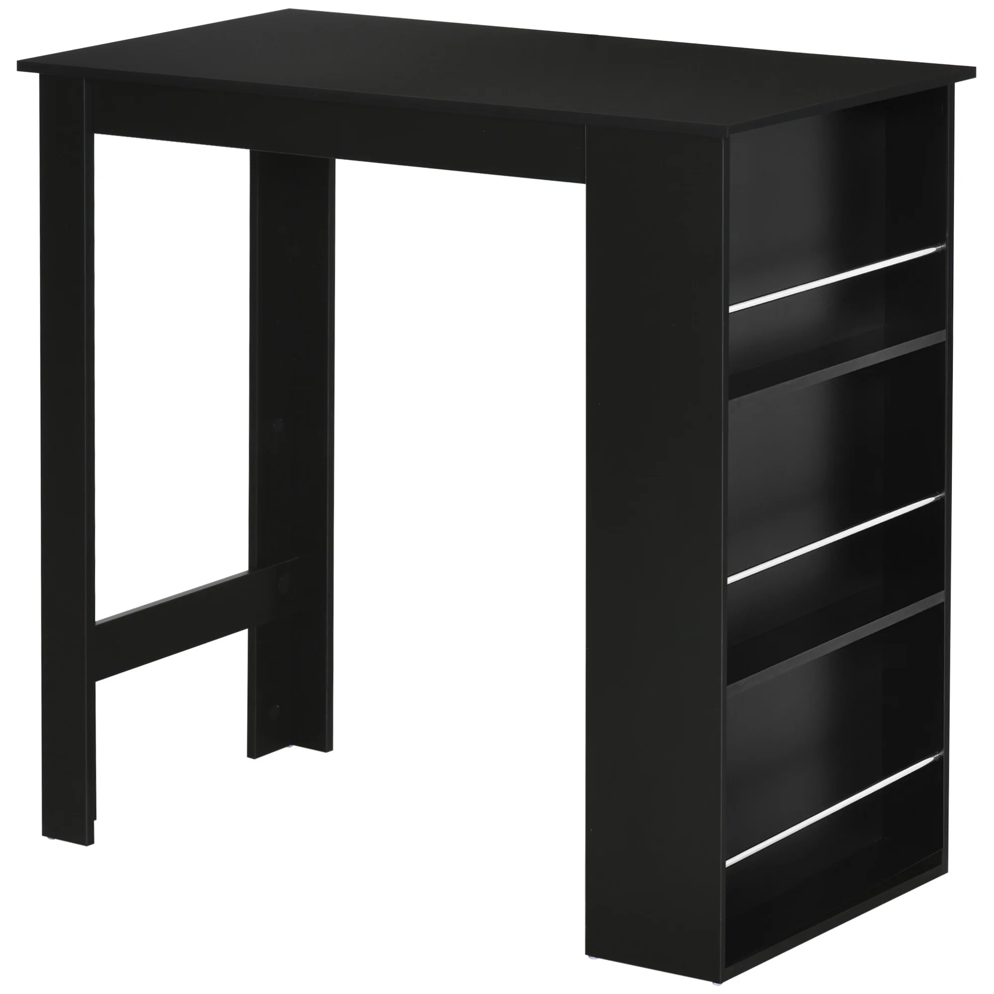 Modern Bar Table Counter Height Dining Table with 3 Storage Shelves for Kitchen, Dining Room, Living Room, Black