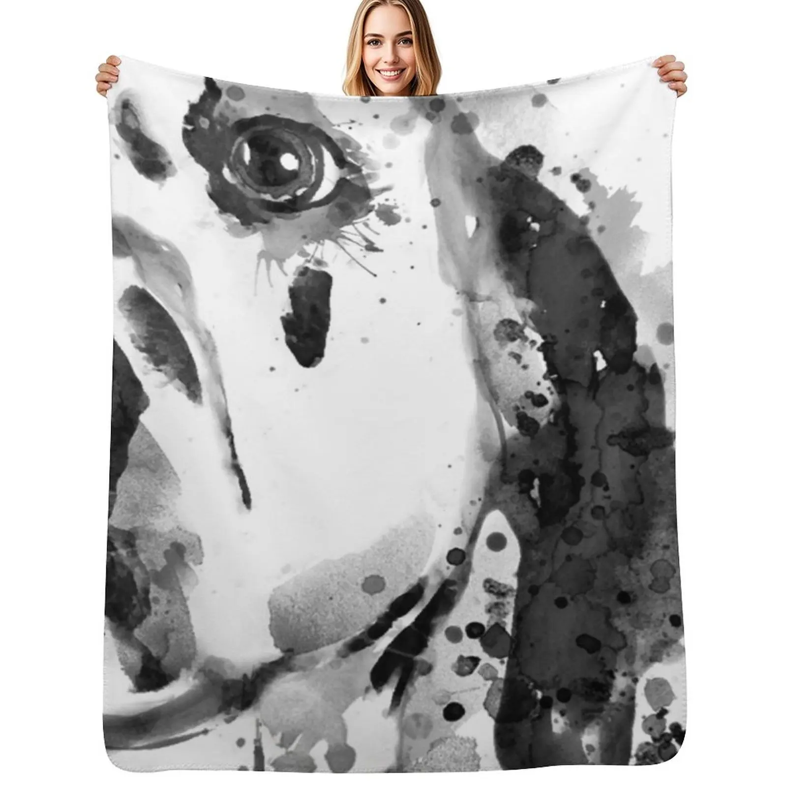 

Black And White Half Faced Dalmatian Dog Throw Blanket Flannel Luxury Throw for babies Bed linens Blankets