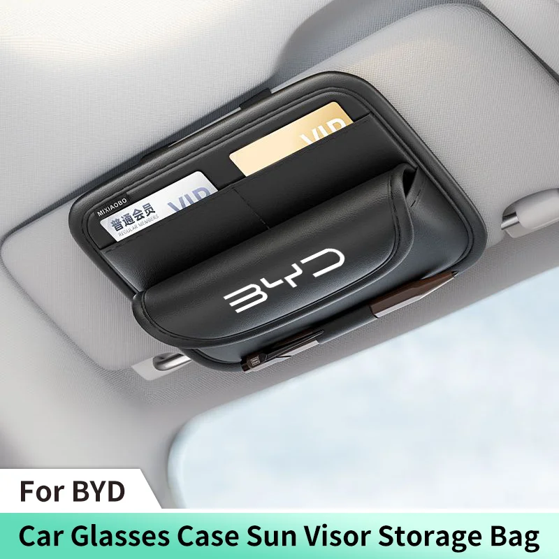 

Автомобильный солнцезащитный козырек, чехол для хранения солнцезащитных очков, держатель для BYD Atto3 Han Song plus Seagyll V2l Dolphin F3 E6 G3 I3 Ea