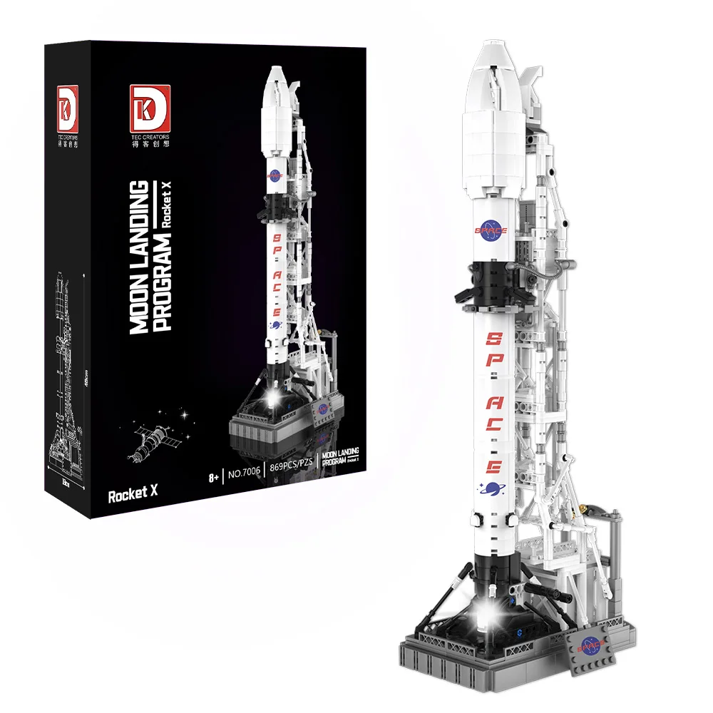 

MOC Launch Space X Falcon Model Rocket Building Block Scale Carrier Tower Vehicle Educational Bricks Toy For Kids Christma Gift