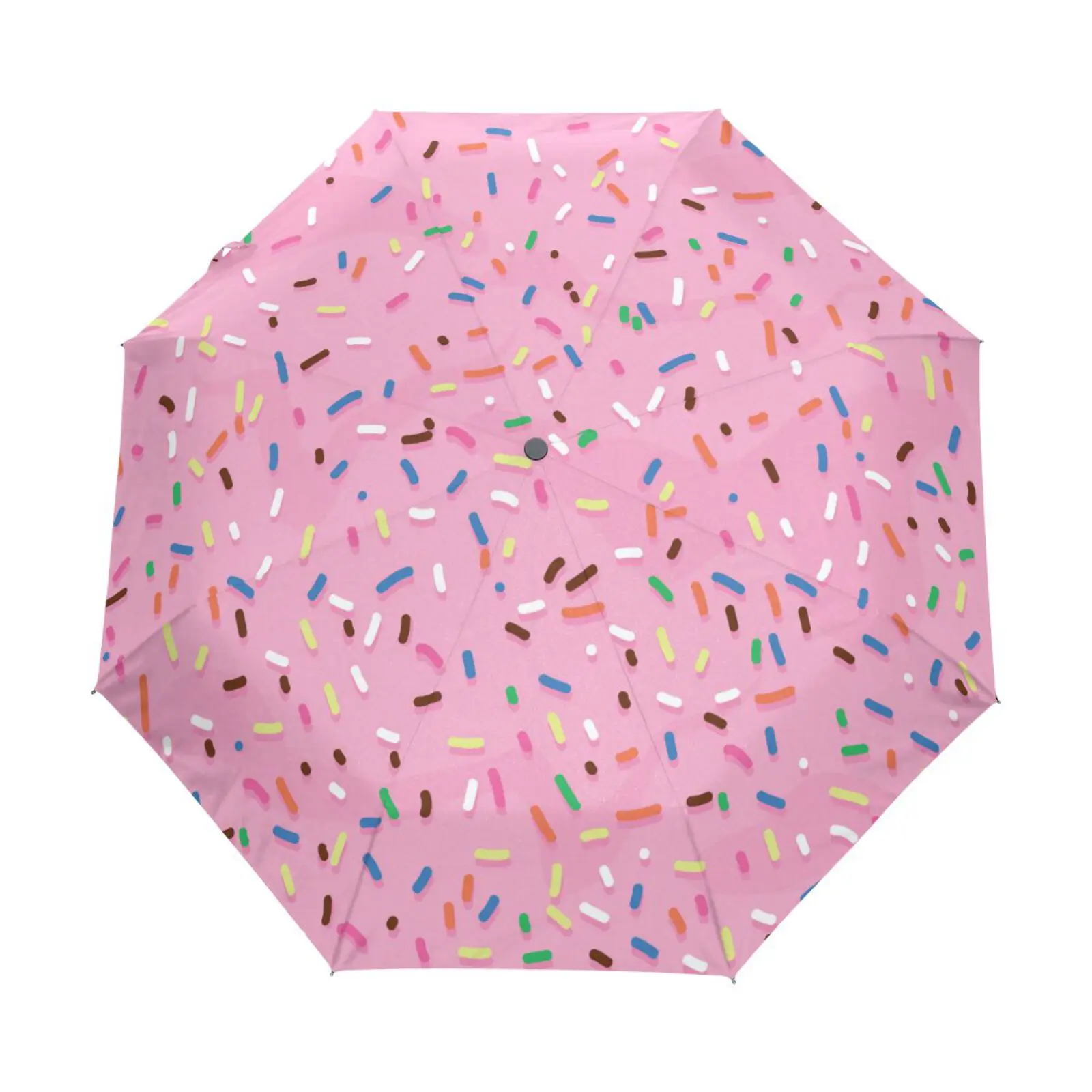 

Pink Frosting With Colorful Sprinkles Travel Umbrella Rain Women Automatic Folding Portable Umbrella Male Parasol Sun Protection