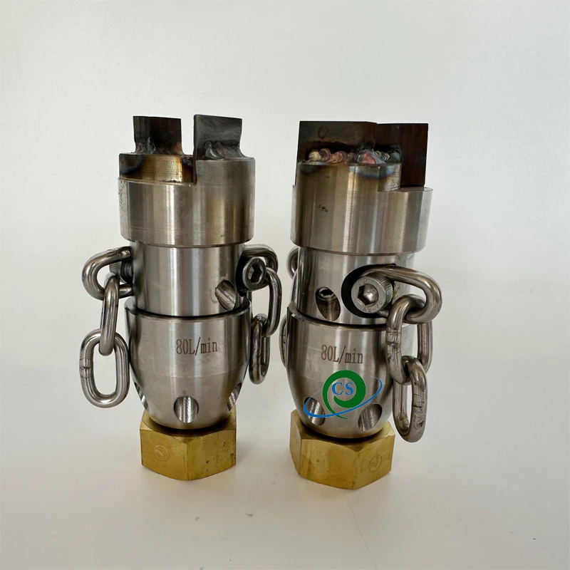 0.5KG 40L Rotating Stainless Steel Pagoda Chain Nozzle Sewer Pipe Dredging Accessory For Grease And Pipeline Cleaning Machine