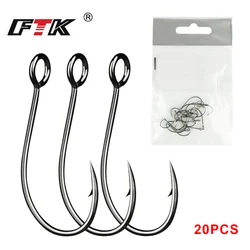 FTK 20PCS/lot Fishing Hook High Carbon Steel 6#8#10#12# Fish Hook with barbs Sharp Fishing hooks Suitable hook tackle