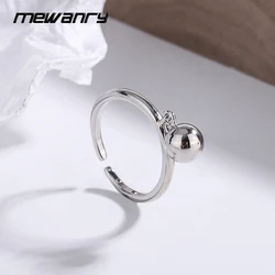 Mewanry Silver Color Ball Pendant Rings For Women Couples Minimalist Creative Elegant Trendy Good Luck Birthday Jewelry Gifts