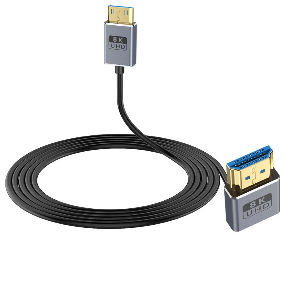 Coaxial Hdmi Super Extreme Slim 8K @60Hz Mini HDMI To HDMI 2.1 Cable ,Ultra High Speed 48Gbps Thin HDMI Cord Φ2.5mm,4K@120Hz