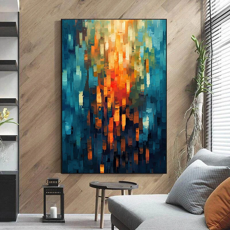 Scandinavian Abstract Wall Art Colorful Canvas Oil Painting HD Poster Print Texture Hand Painted Home Bedroom Living Room Decor