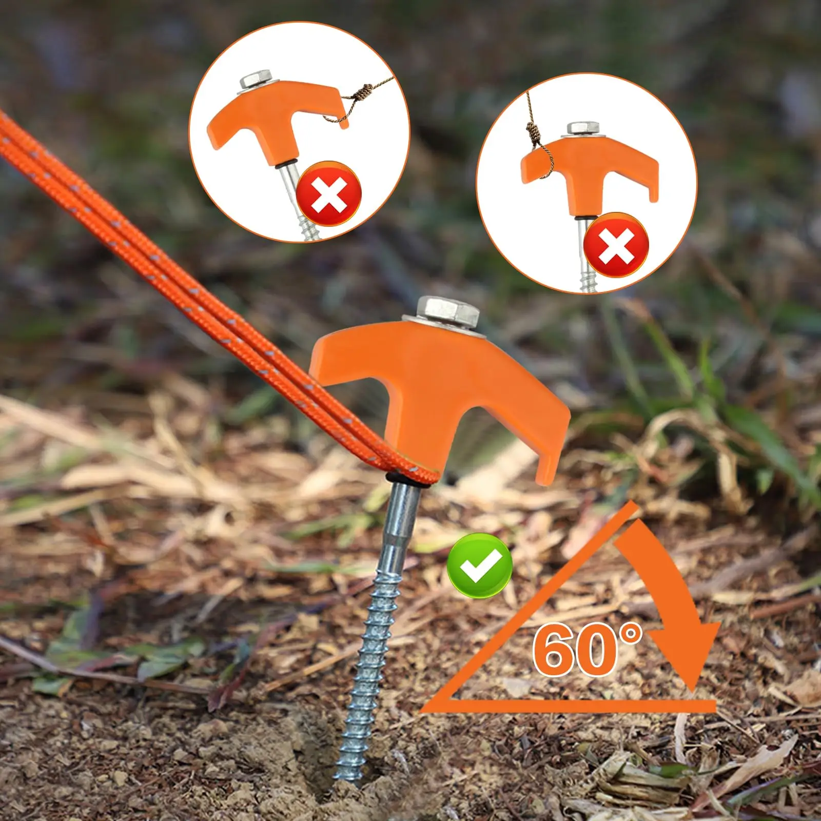 أوتاد خيمة معدنية شديدة التحمل مقاس 11 قطعة مقاس 8 بوصات - مثبتات لولبية للأرض الصلبة مع محول مثقاب