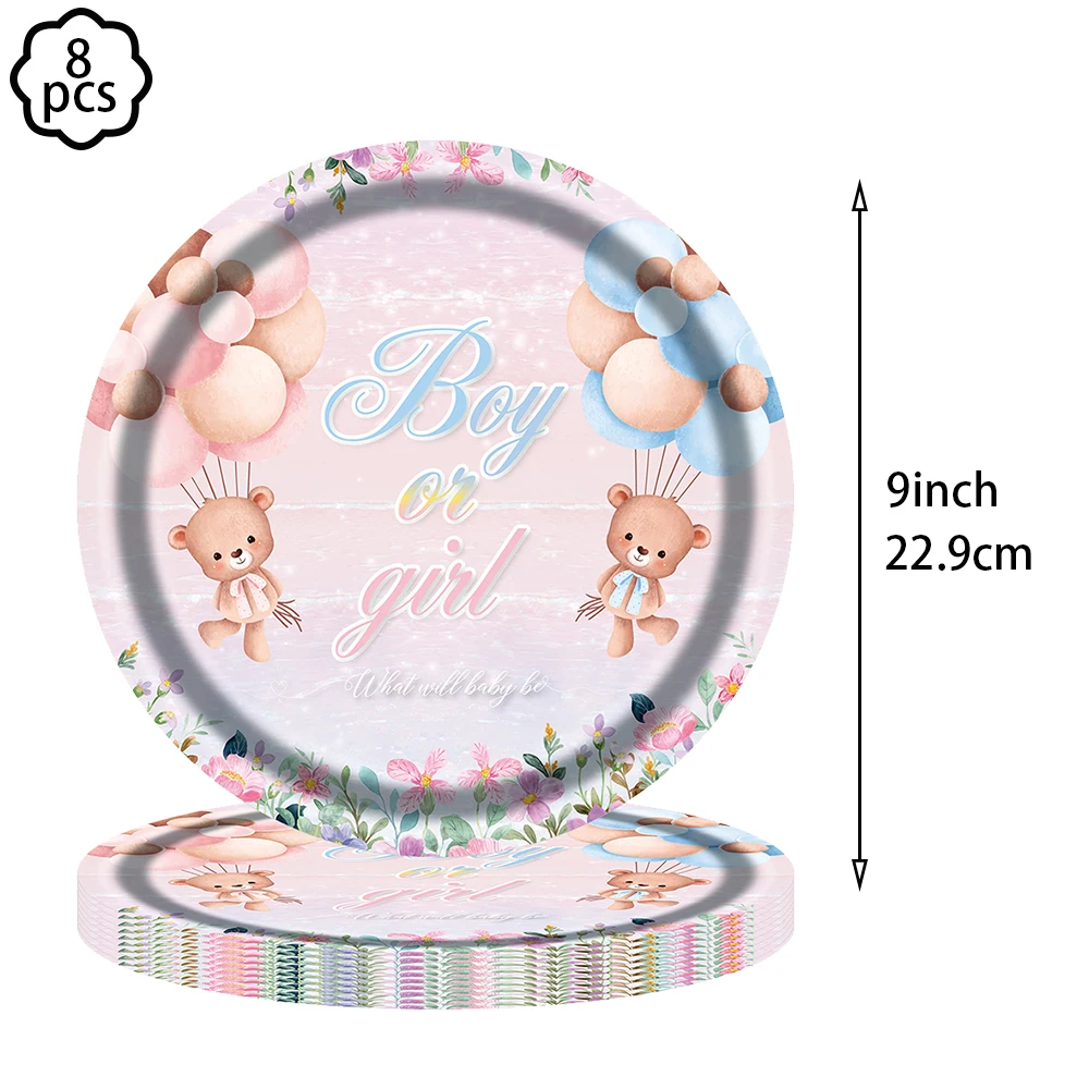 Boy Or Girl Gender Reveal Party Tableware Tablecloth napkin Plates Cup Baby Shower Gender Reveal Party Banner Balloon Decoration