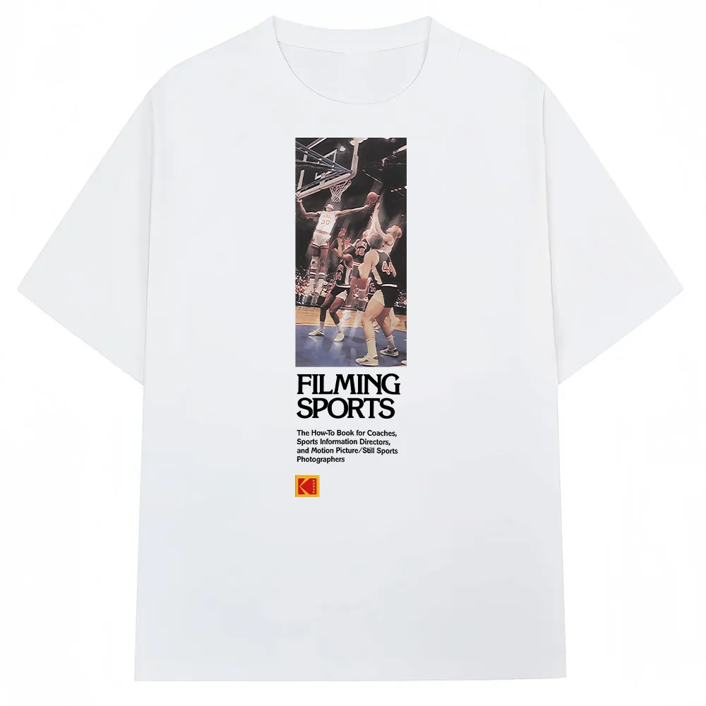 2026 Kodak Summer Basketball Game 100% Cotton Men's T-shirt for Sports and Leisure - Breathable and Sweat-Repellent Short Sleeve