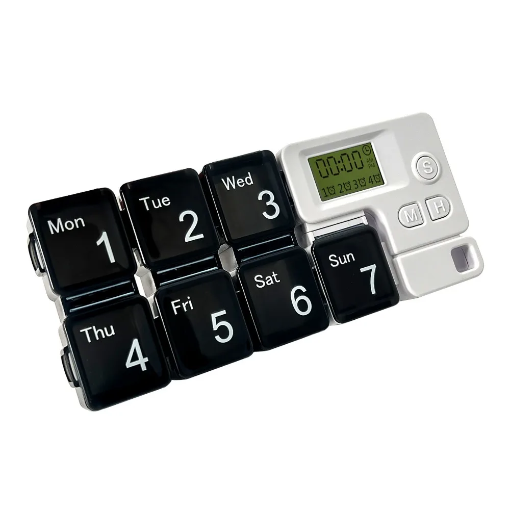 

Large Capacity Smart Pill Case Reminder Colorful Weekly Pill Organizer 7 Lattice Travel Pill Box Supplement Organizer