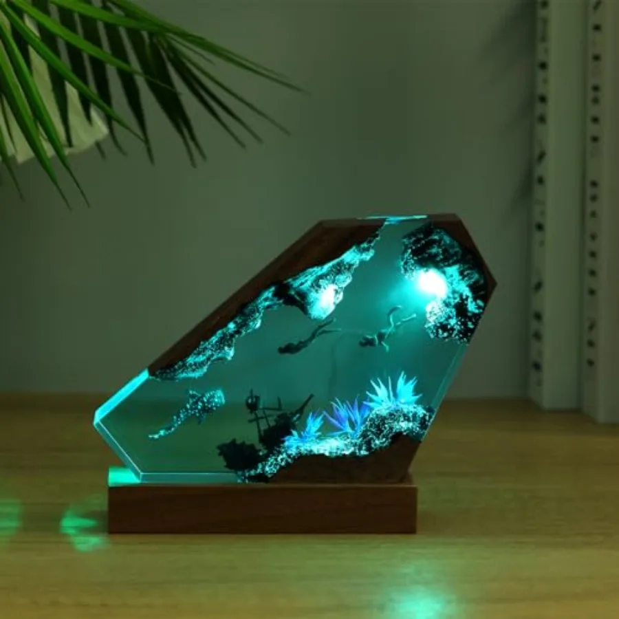 Handmade Multi Color Ocean Epoxy LED Night Lamp