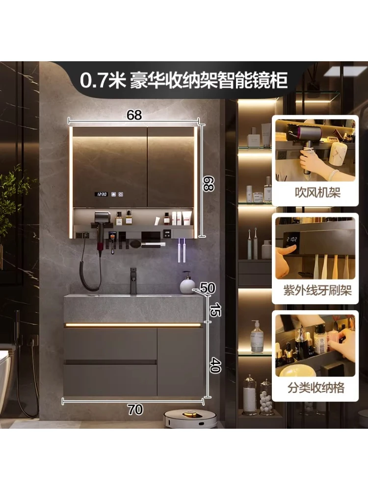 

Rock slab hot bending integrated basin bathroom washstand washbasin cabinet