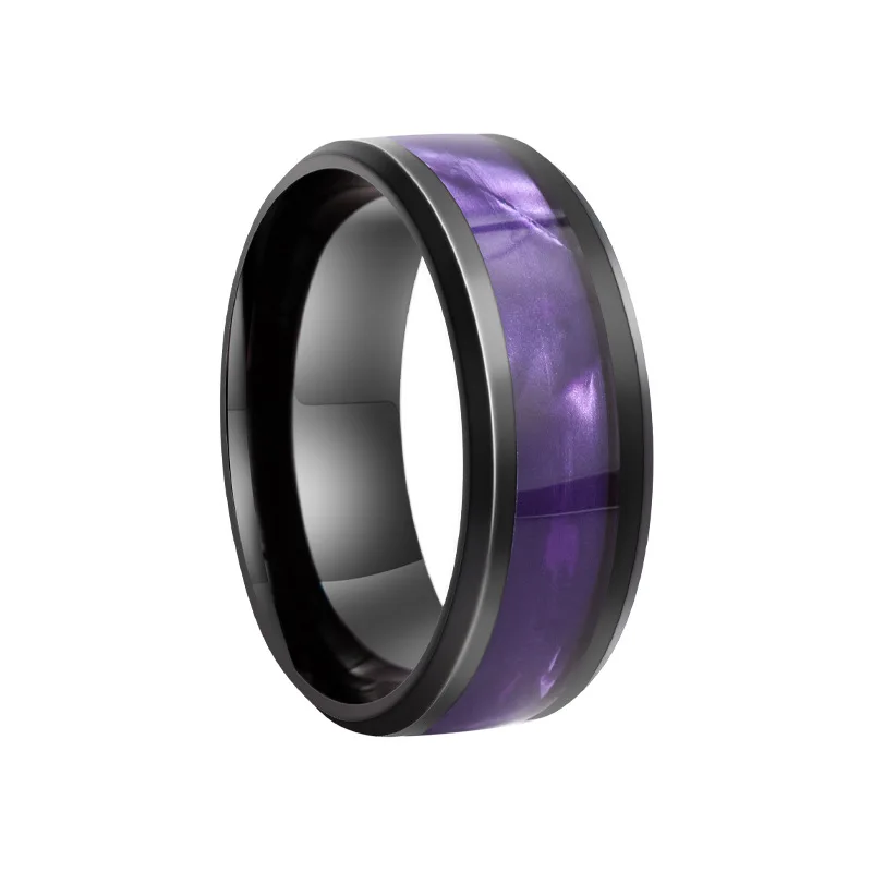 2022 Fashion Gradient Purple Color Shell Rings Stainless Steel For Men Women Gift Rings Dainty Female Nice Jewelry