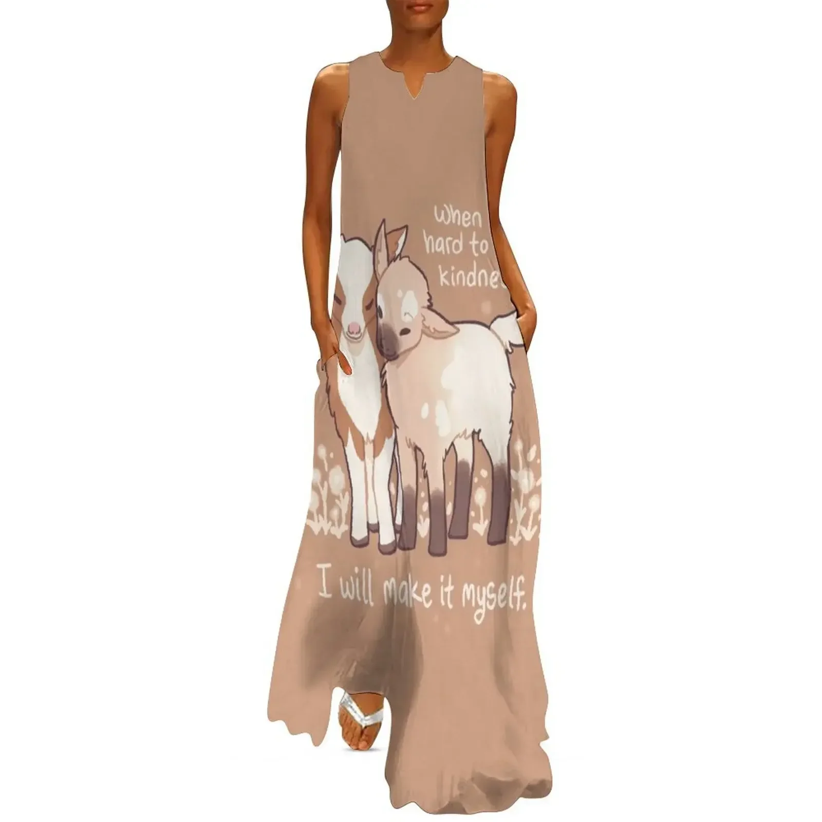 

When it's hard to find kindness, I will make it myself Baby Goats Long Dress dresses for women 2025 luxury designer party Dress