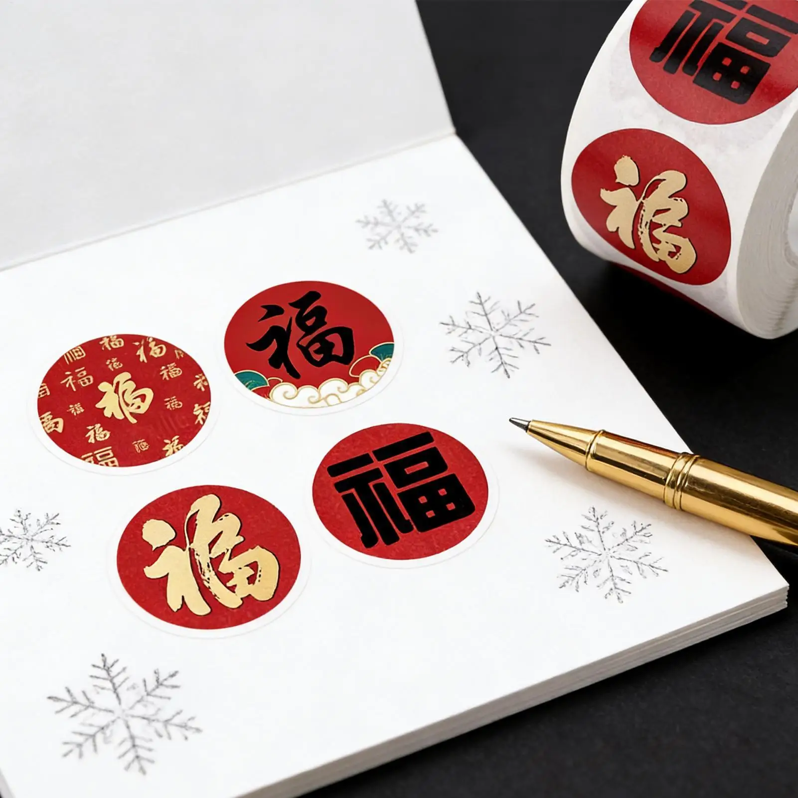 Pegatinas de Bendición Fu para el Año Nuevo Chino 2026, Pegatinas de Año Nuevo, 500 Unidades/Rollo, Etiquetas de Regalo con los Mejores Deseos Chinos