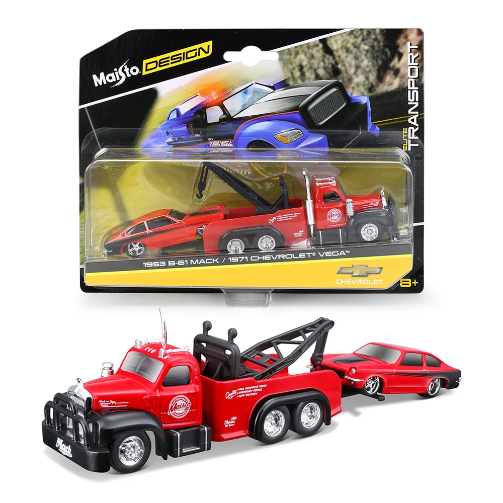 Maisto 1:64 Alloy Truck Flatbed Transport Car Vehicles Model Diecast Metal Toy Trailer Car Rescue Vehicles Model Childrens Gifts