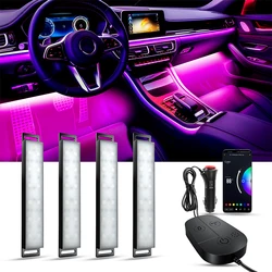 รถ Ambient Light RGB Backlight นีออน LED โคมไฟเท้า Strip APP 3 ปุ่มควบคุมบรรยากาศอัตโนมัติตกแต่งไฟ LED ภายในรถ