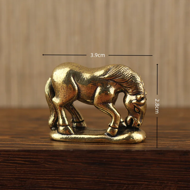 Eating Grass Year of the Twelve Zodiac Horse Brass Small Copper Ornament Chinese