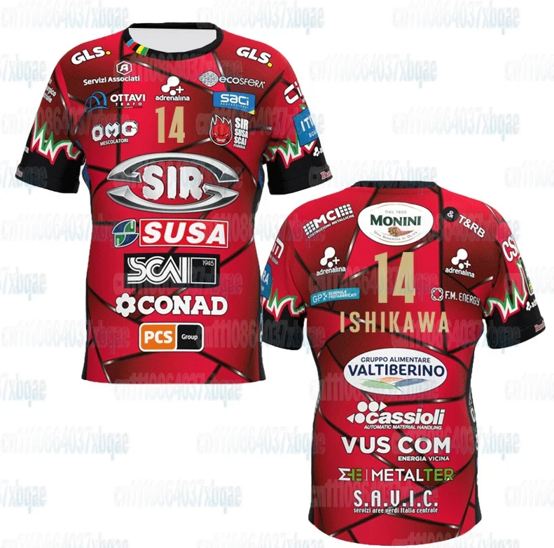 Sir Susa Scai Perugia Volleyballtrikot Kurzarm-Sport-T-Shirt Teamuniform Atmungsaktiv Schnelltrocknend Training Familienoutfit – Detail 13