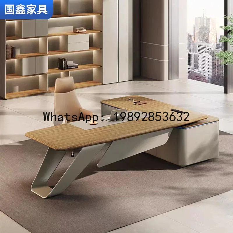 

CZ Solid Wood Executive Desk Office Furniture Set with Chair and Bookshelf Office Computer Desk