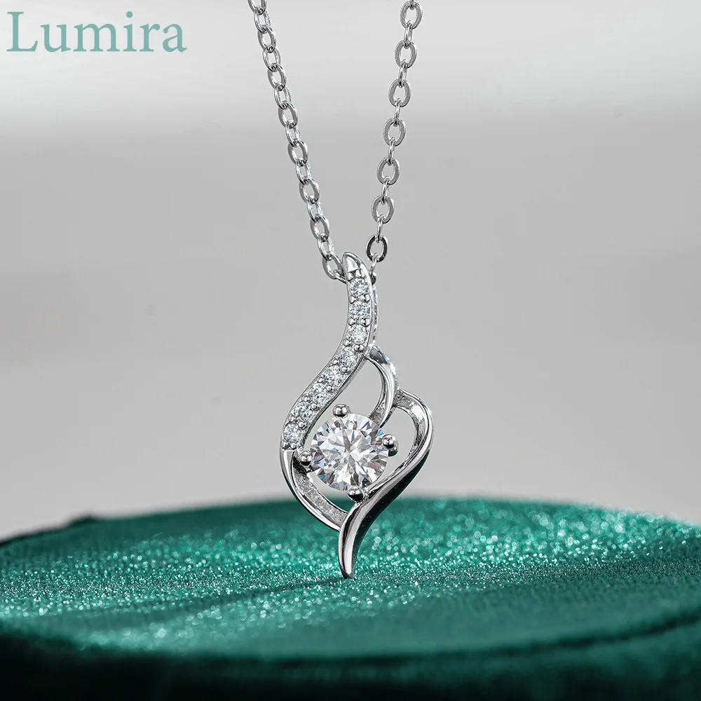 Lumira Eye-catching Women's Fashion Classic Pendant Platinum PT950 Necklace with 50-Point Moissanite Stone Fine Jewelry Gifts