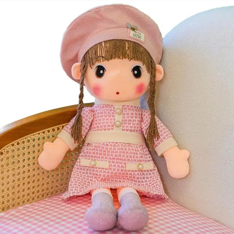 Little Girl Rag Doll Adorable Plush Stuffed Cloth Doll Soft Sleeping Partner Rag Doll With Clothing And Hat Birthday Keepsake