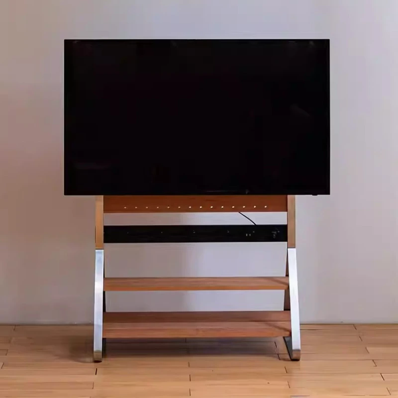 

TV mobile bracket stainless steel small apartment living room bedroom monitor floor solid wood hanger