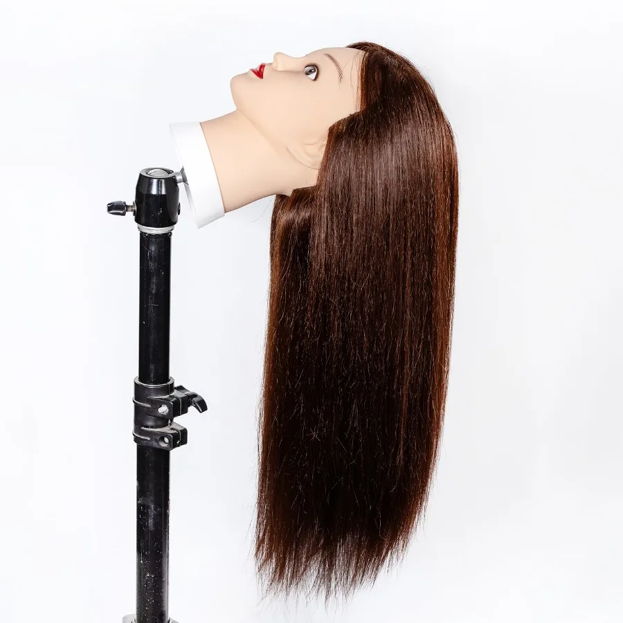 หัวหุ่นผมแท้ 80%  ขนาด 24-26 นิ้ว สำหรับฝึกทำผม ชุดฝึกหัดเสริมสวย หัวหุ่นสำหรับจัดแต่งทรงผม