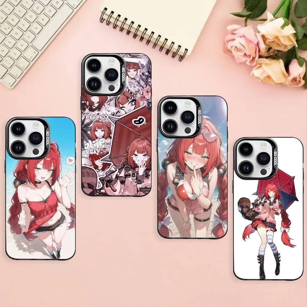 

ZZZ Ukinami Yuzuha Phone Case For iPhone17,16,15,14,13,12,11 Plus,Pro Max Black Border Silver Plated Cover