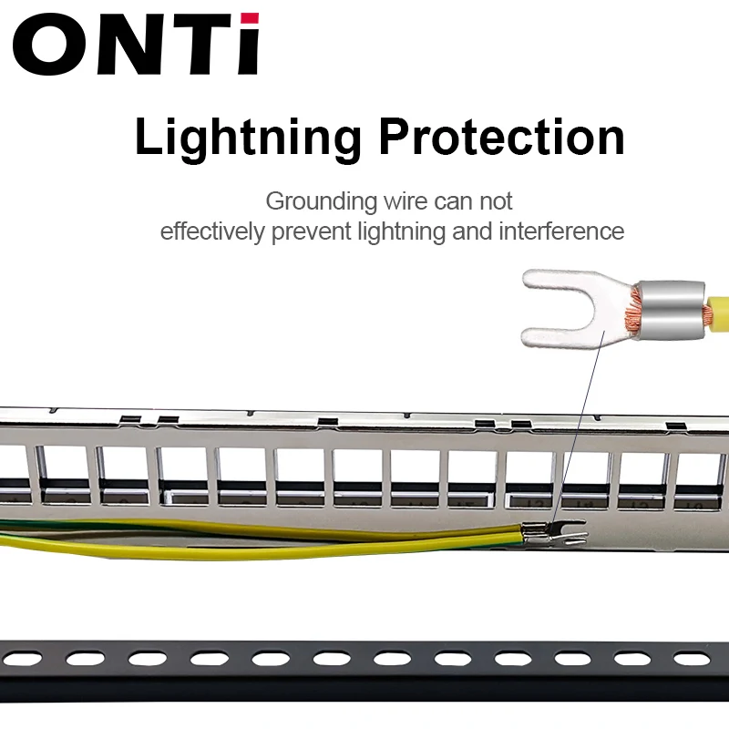 1U 19 "بوصة RJ45 محمية وحدة 24 ميناء لوحة التوصيلات Rackmount جدار جبل CAT5E ، CAT6 ، CAT6A ، CAT7 ، CAT8 STP كيستون جاك