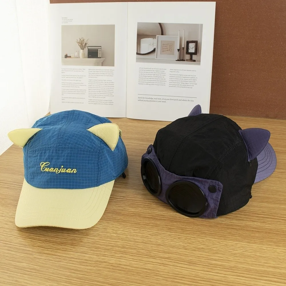 

Fashion Cat Ear Sunglasses Pilot Hats Quick-drying Breathable Baseball Cap Sun Protection Color Matching Sunshade Hat Unisex