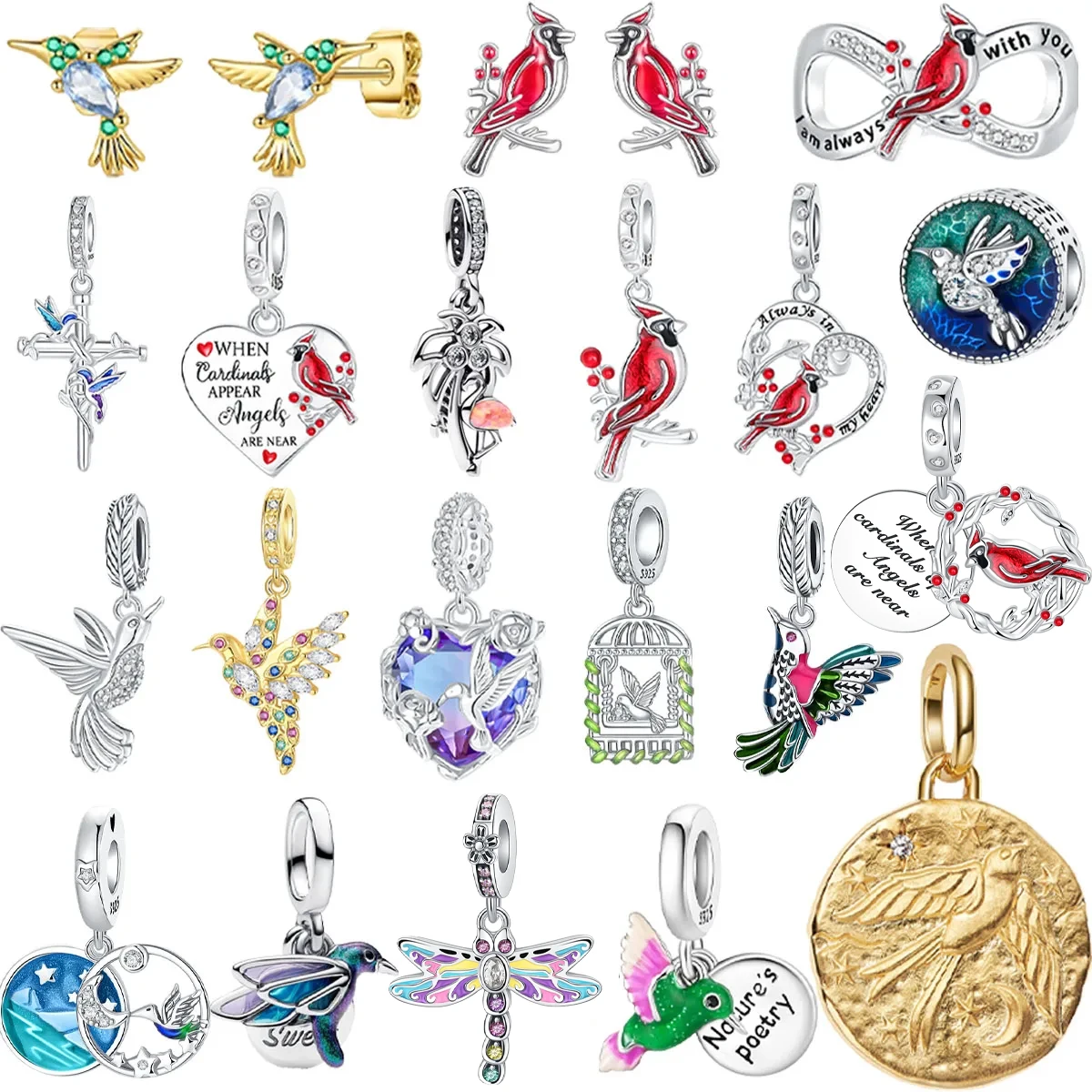 

Оригинальные подвески из стерлингового серебра 925 пробы: птицы, колибри, ласточки, серьги-гвоздики, бусины, кулоны для браслетов, ожерелий, DIY украшений, подарок