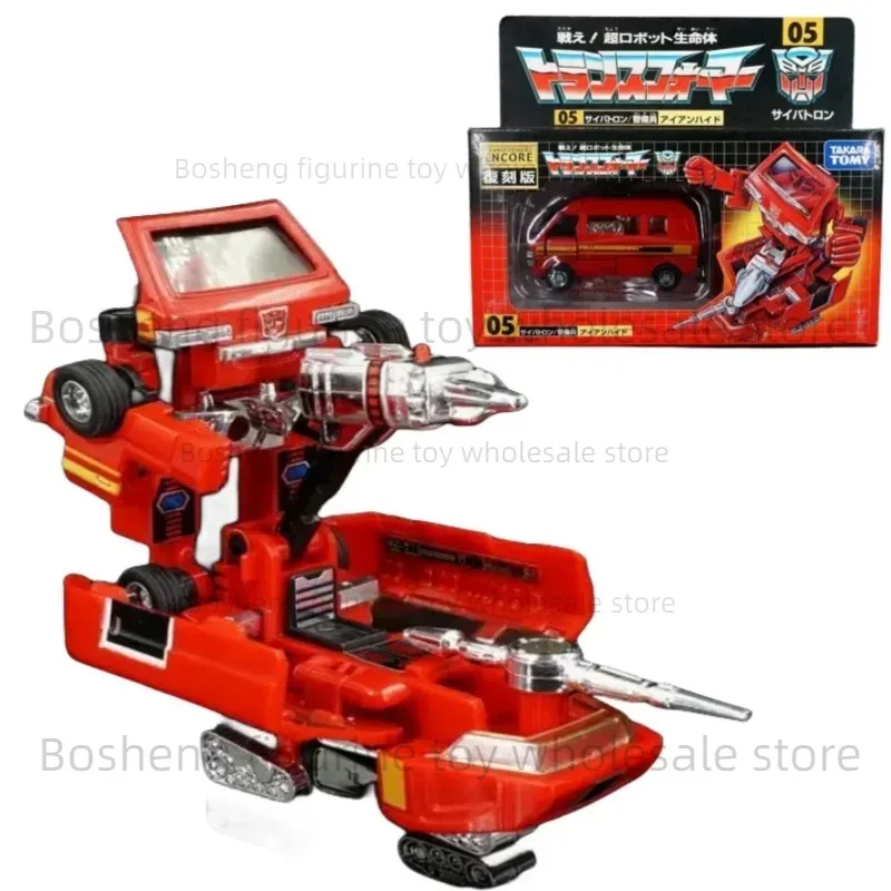 ของแท้ในสต็อก TAKARA TOMY ของเล่นแปลงร่าง G1 Ironhide TFE05 ฟิกเกอร์อนิเมะ PVC แอคชั่นฟิกเกอร์ โมเดลของเล่น