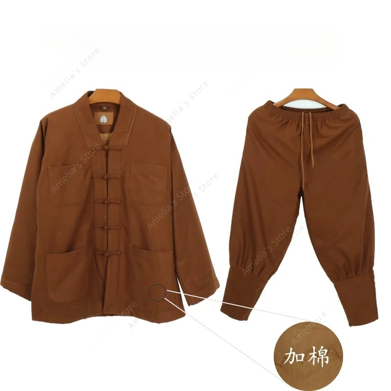 Ropa de Monje Budista de Invierno, Uniforme de Kung Fu, Conjuntos de Monje Budista de Lana, Jubah Cronus, Disfraz Budista Zen
