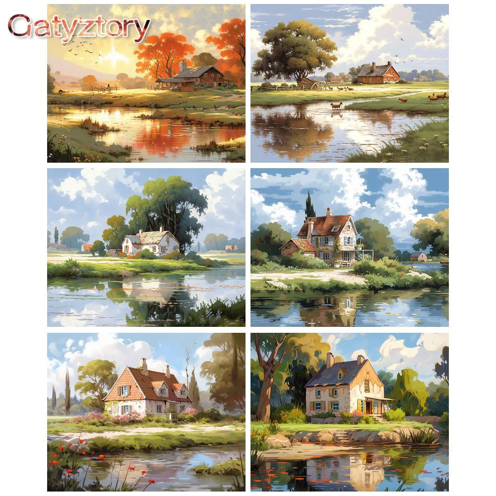 

GATYZTORY Oil Painting By Number Landscape HandPainted DIY Handworks Kits Wall Art Pictures Living Room Decoration Canvas Painti