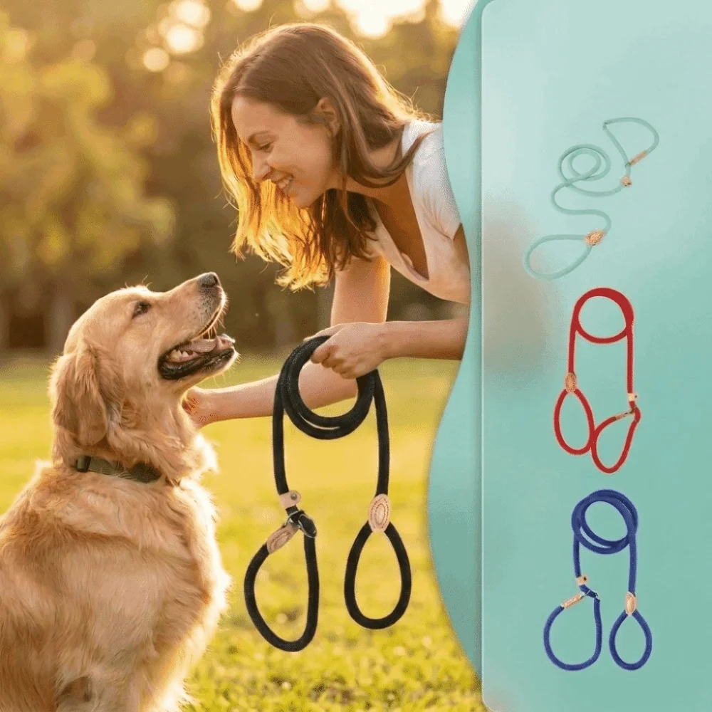 Solid Rope Dog Leash Adjustable Loop Comfortable Handle Dog Training Leashes Shock-Absorbing Durable Pet Leashes Dog Training