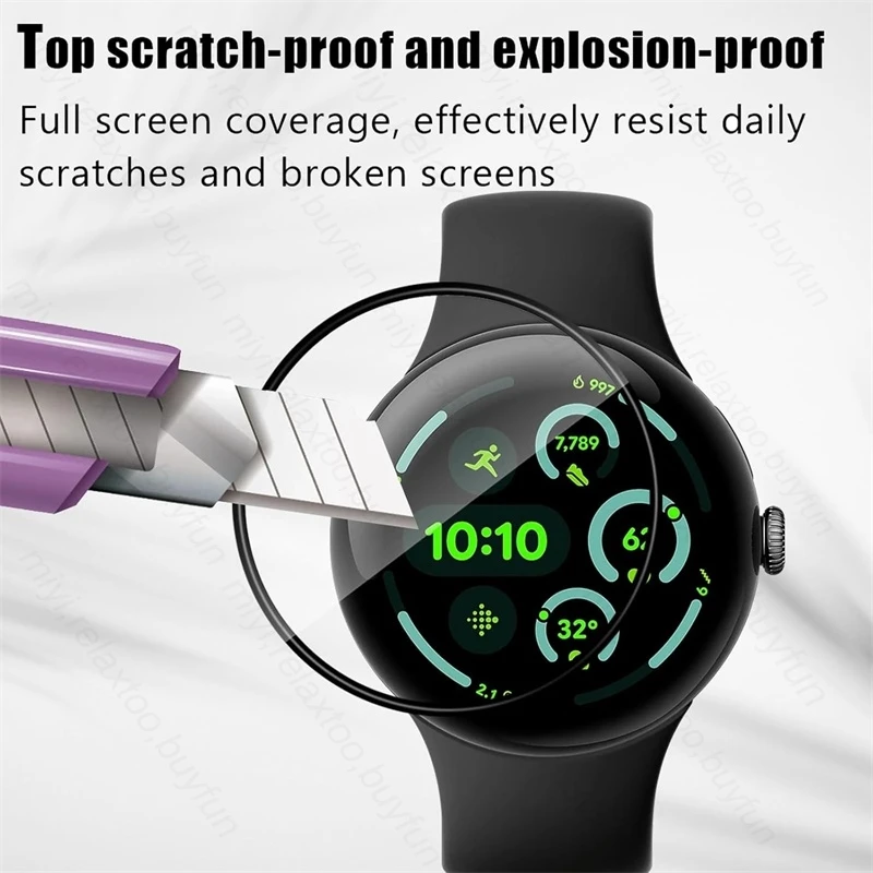 2Pcs 9D Curved Screen Protector Not Glass on for Google Pixel Watch 3 41/45mm Ultra-HD Full Coverage Protective Film Accessories