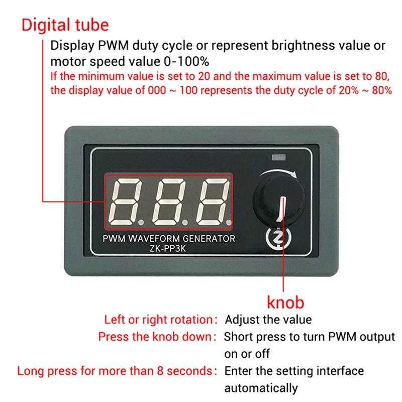 ZK-PP3K ZK-PP4K LCD PWM Waveform Generator 1Hz-150KHz PWM Pulse Frequency Duty Cycle Adjustable Pulse Generator