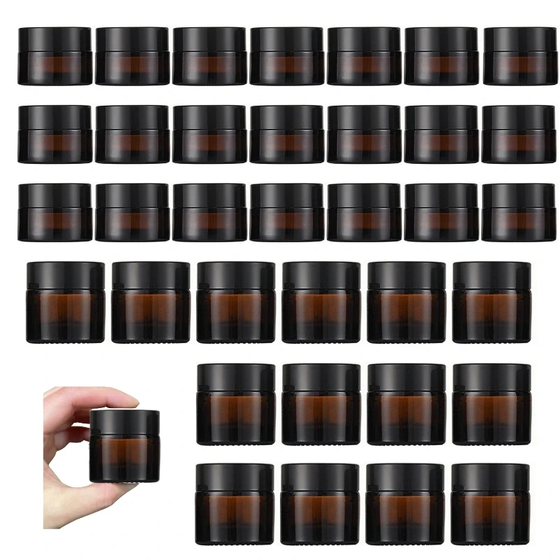 

7/12 шт. 5 г 10 г янтарная стеклянная косметическая банка многоразового использования контейнер для крема для лица дорожный портативный пустой горшок для макияжа для хранения бальзама для губ