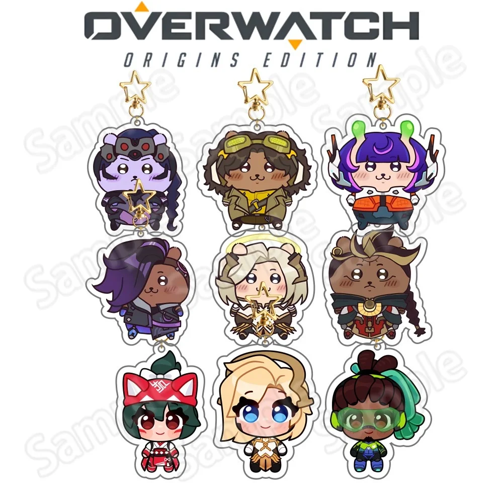 New Overwatch 2 6cm Acrylic Stand keychain Figures Zenyatta , McCree & D.Va Game Collectible Merchandise Desktop Decoration Fan