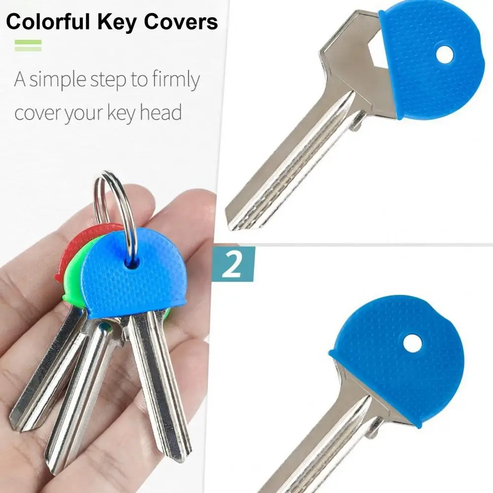 Key Distinguisher Set Colorful Key Caps Set for House Rubber Plastic Key Covers Round Identifiers for Easy Organization