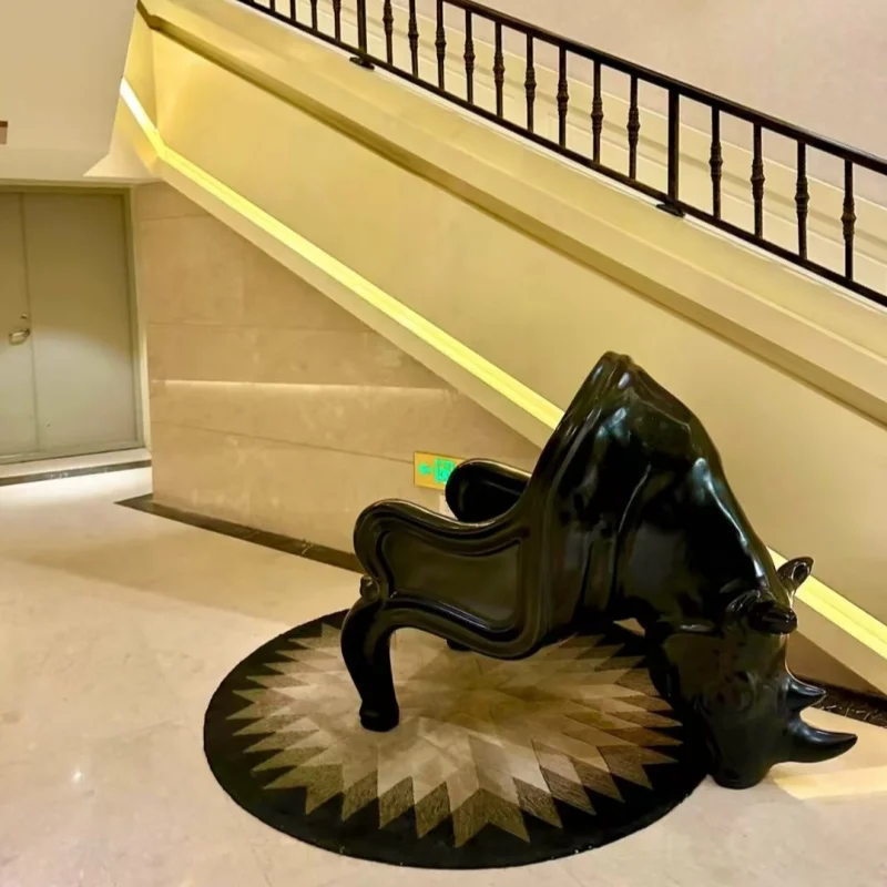 

Nordic creative rhino chair bull head chair fiberglass leisure chair domineering animal modeling seat