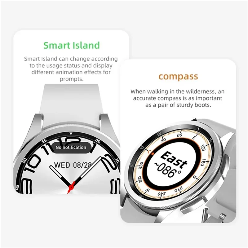 B63B-JS ساعة 6 ماكس ساعة ذكية 1.43 بوصة أزرار مزدوجة الرجال النساء بلوتوث شحن لاسلكي Smartwatch ساعة رياضية