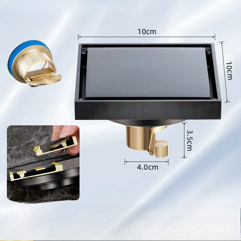 Gun Gray Floor Drain Deodorizer, Bathroom Shower Room, Long Drain, Invisible Bathroom, Washing Machine, Toilet