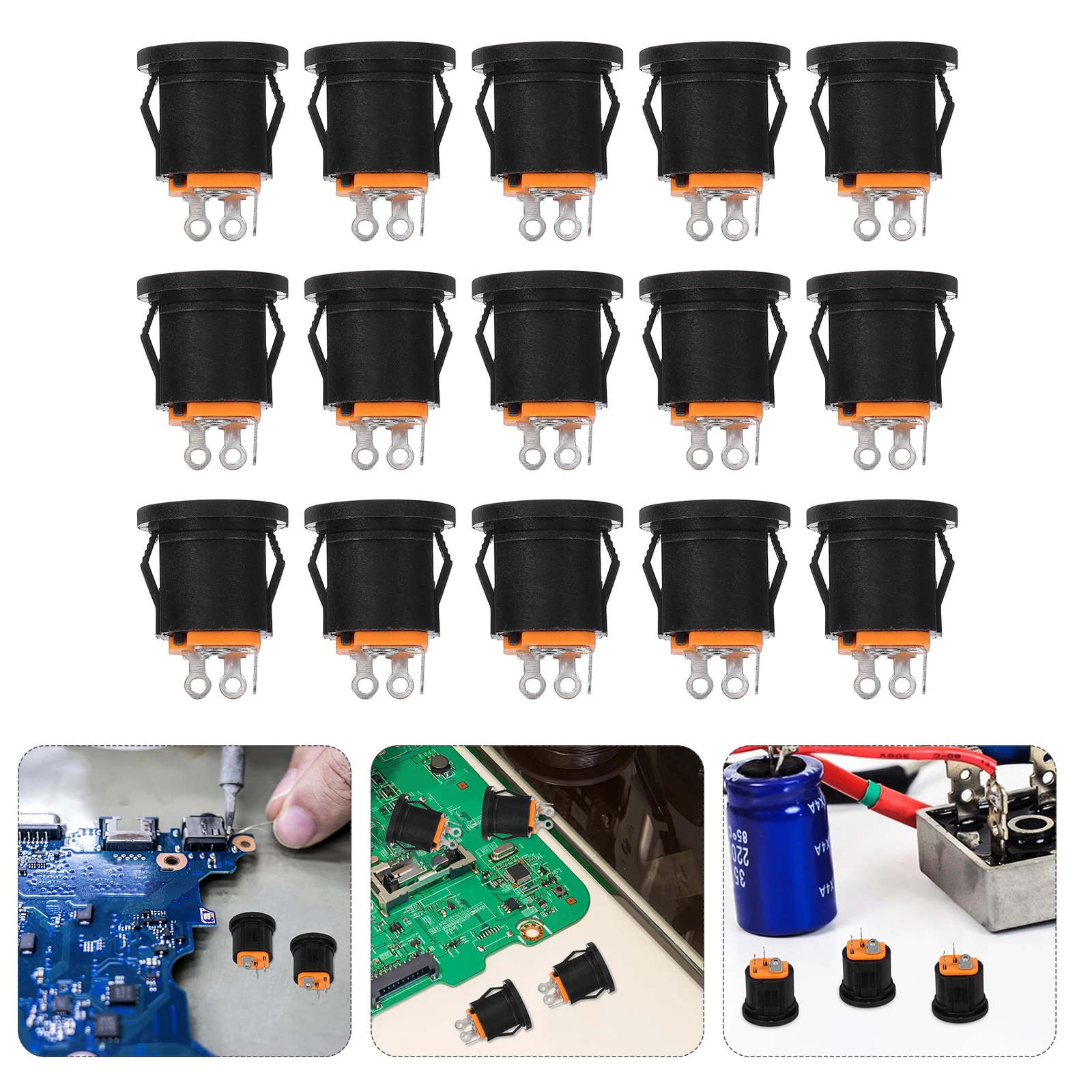 

50pcs DC Charging Socket Electric Sockets Clip Locking Mechanism Durable Easy Installation Power Receptacle Panel Mount Nut Kit