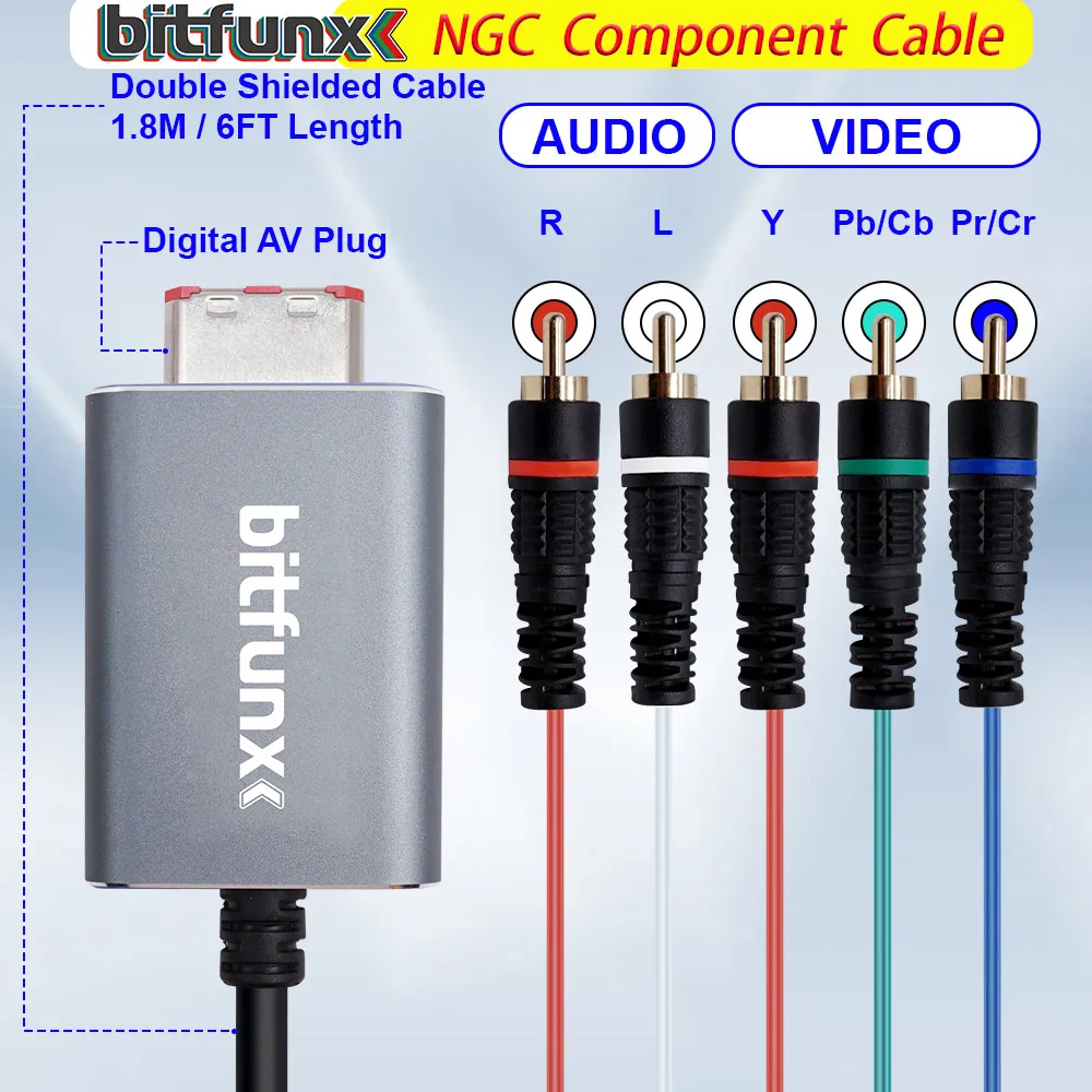 BitFunx 5RCA Audio Video YPbPr Component Adapter For Nintendo GameCube Component Converter For NGC Game Console Digital AV Out