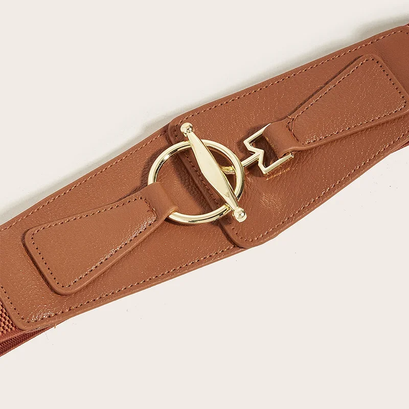 Women PU Leather Wide Waist Belt High Quality Luxury Big Belts for Women Retro Stretch Dress Belt Cummerbunds Plus Size Belt