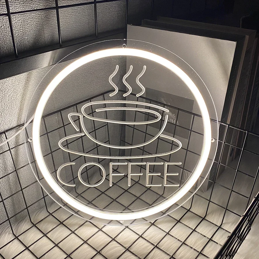 Luces de neón de tablero acrílico de café, luces de neón alimentadas por USB, cafeterías, lugares de entretenimiento, decoración de arte de pared para mejorar el visual