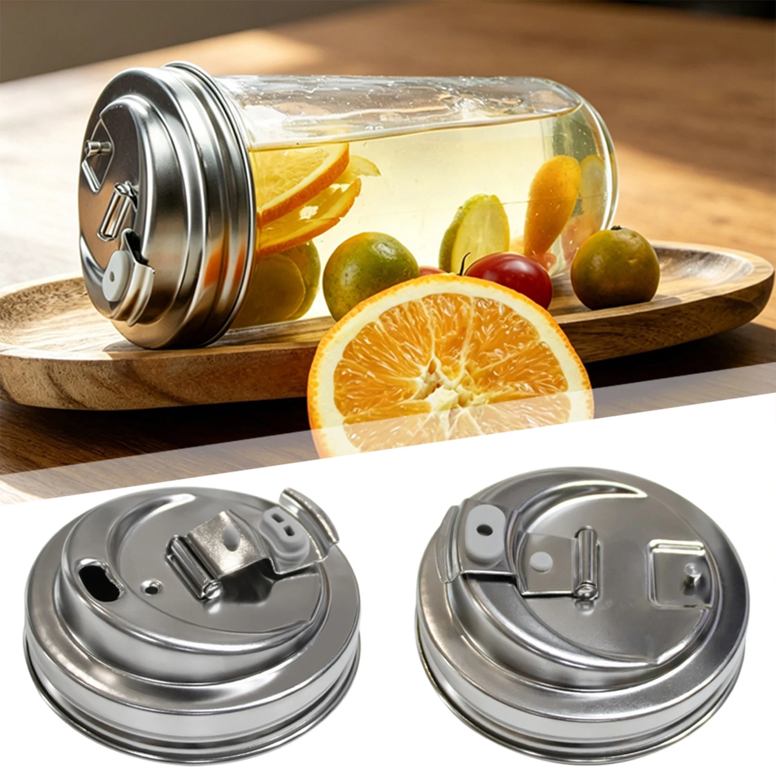 Tapa de tarro de boca ancha, tapa de tarro de acero inoxidable 304, tapas de taza de jugos reutilizables multiusos a prueba de fugas para boca ancha