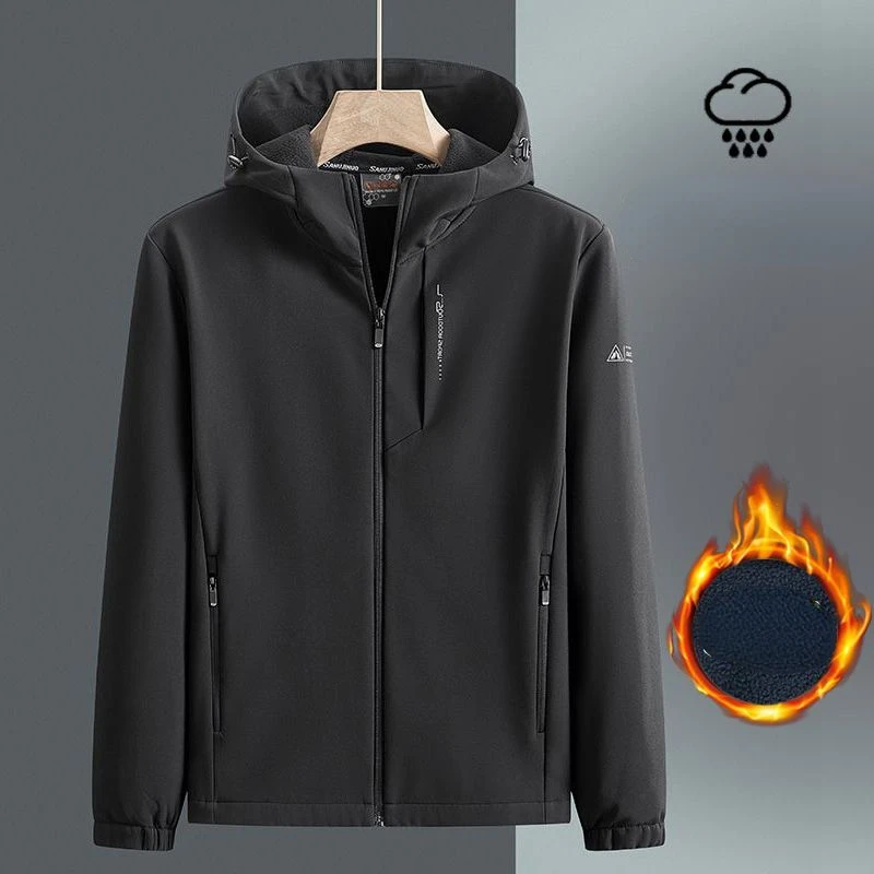 

Autumn Winter Jacket Men Fleece Lined Windproof Waterproof Windbreaker Hooded Bomber Jacket Military Sweatshirt Warm Sportswear